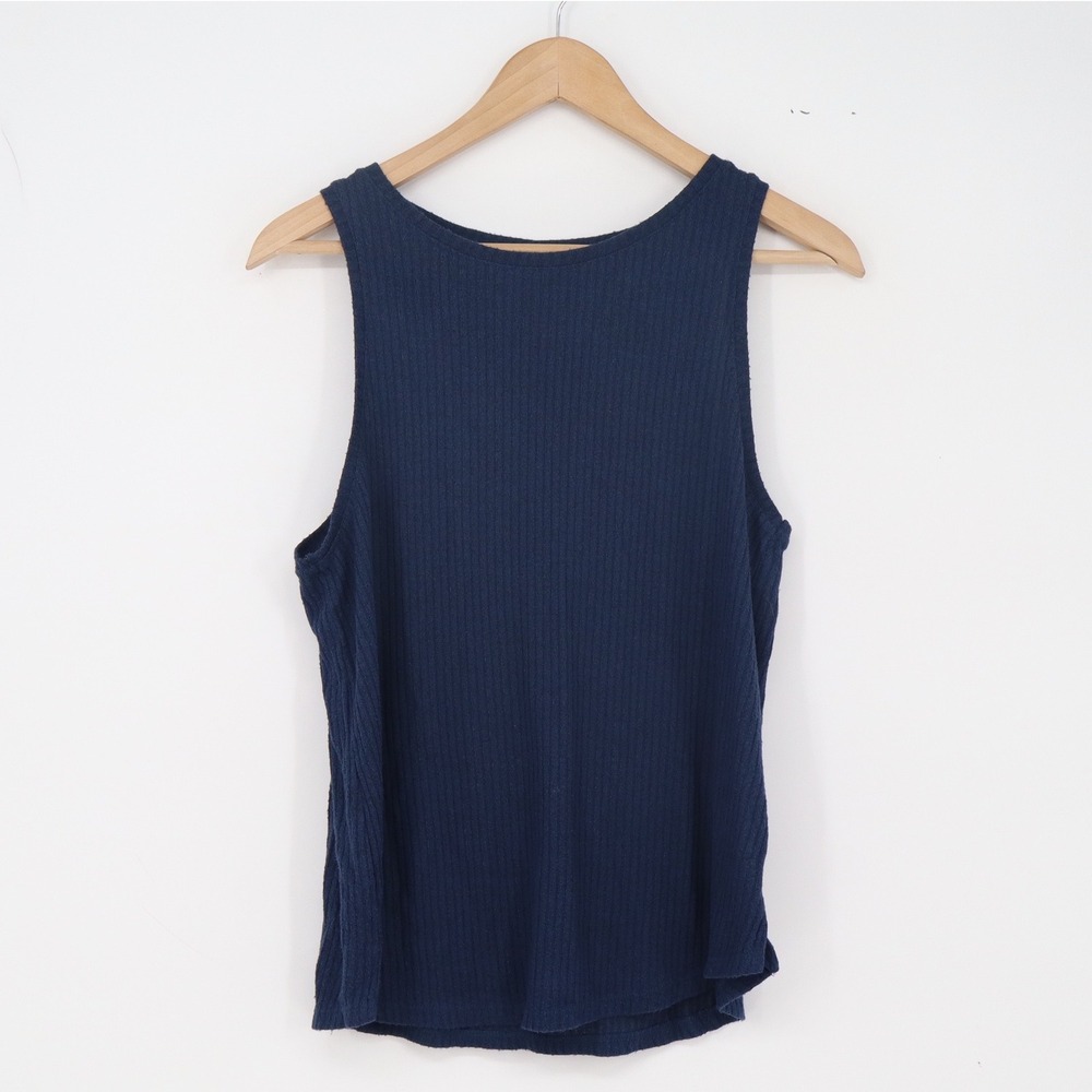 Stars Above Tank Top Womens M Ribbed Navy Blue Sleeveless Scoop Neck Excellent